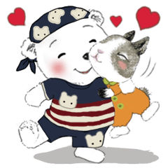 Polar bear Cotton Ball 12 and rabbit (E)
