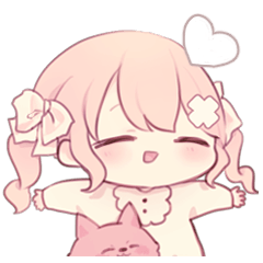ピンクの猫と女の子