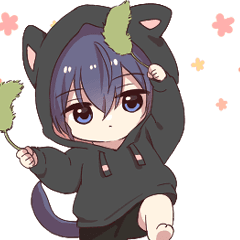 Boy of the black cat which moves5