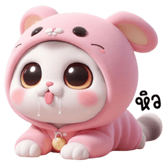 น้องแมวกระต่ายสีชมพูน่ารัก