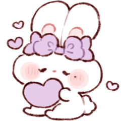 推し活をするもちうさちゃん. 紫