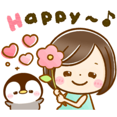ぺんぺんと女の子♡毎日役立つスタンプ