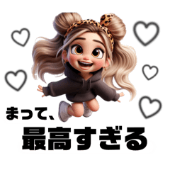 黒ver.レオパードカチューシャの女の子♡