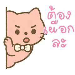 แมวชมพูโบว์แดงขี้แง