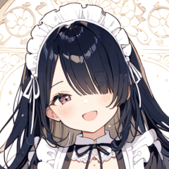 片目隠しの黒髪メイド女子スタンプ