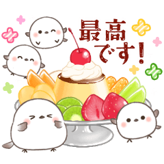 シマエナガ親子とレトロな喫茶店