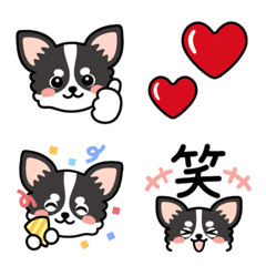 毎日使える黒白チワワ犬の絵文字